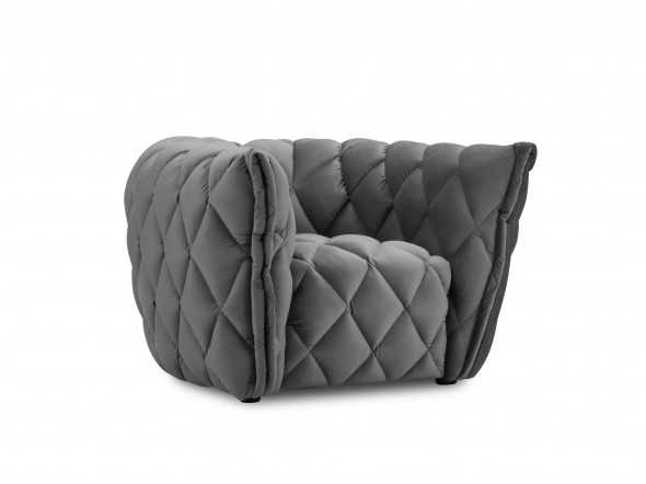 Sametové křeslo Flandrin, světle šedá barva