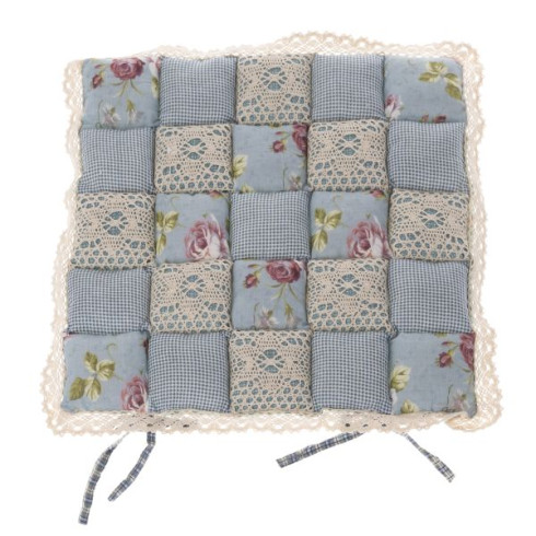 Polštářek na židli, modrý - růže