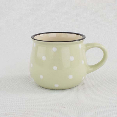 Keramický hrnek, světle zelený puntík, 230ml
