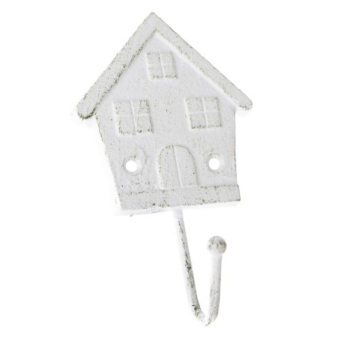Litinový háček, domek, bílý