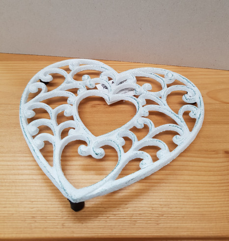 Litinová podložka srdce, bílá
