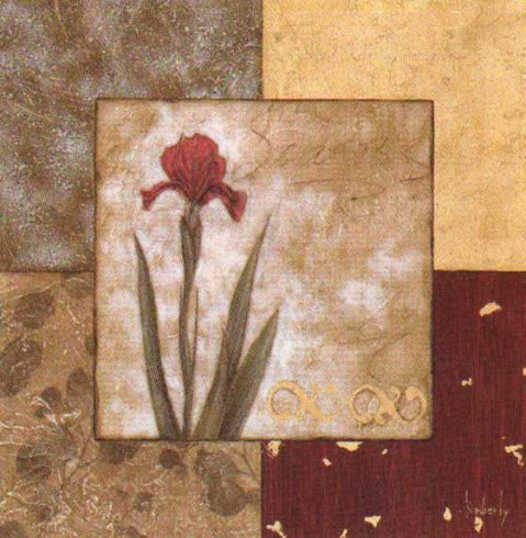 Obrázek 18x18, kosatec., rám bílý s patinou