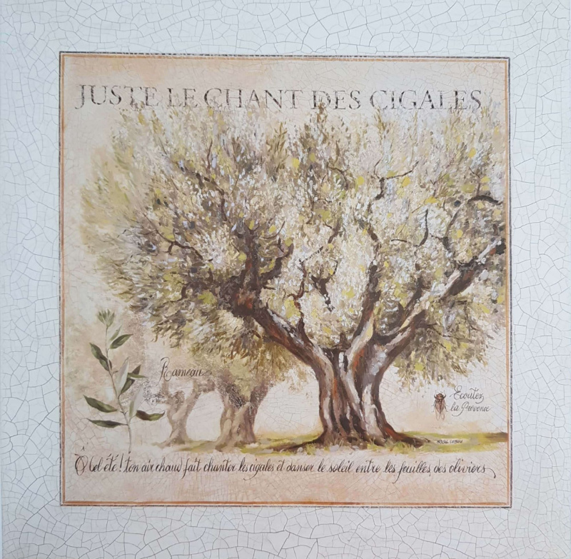 Obrázek 30x30, olivovník II., rám bílý s patinou