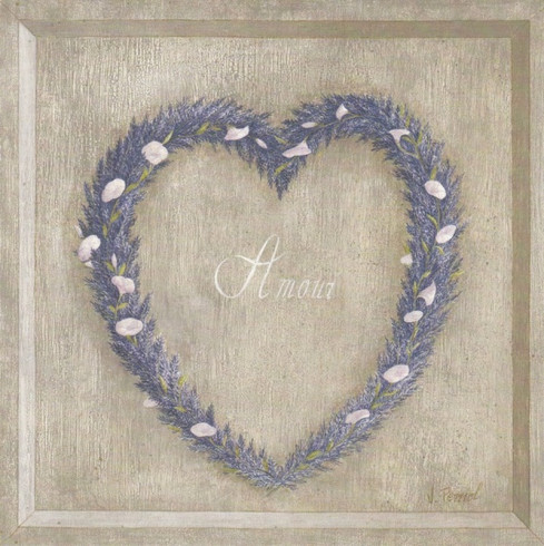 Obrázek 30x30, modré srdce levandule, rám SM1
