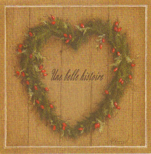 Obrázek 30x30, srdce šípek, rám bílý s patinou