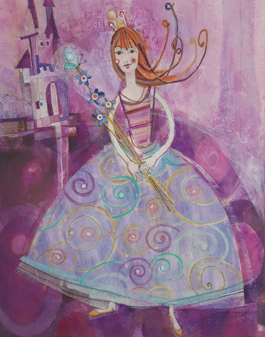 Obrázek 24x30, princezna ve fialovém, rám SM1