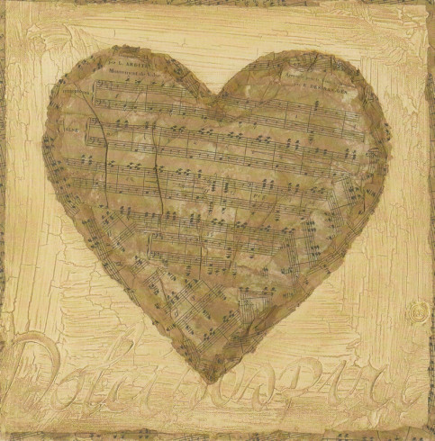 Obrázek 20x20, srdce hudba, rám SM1