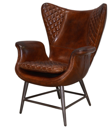 Křeslo Tudor, hnědá vintage kůže